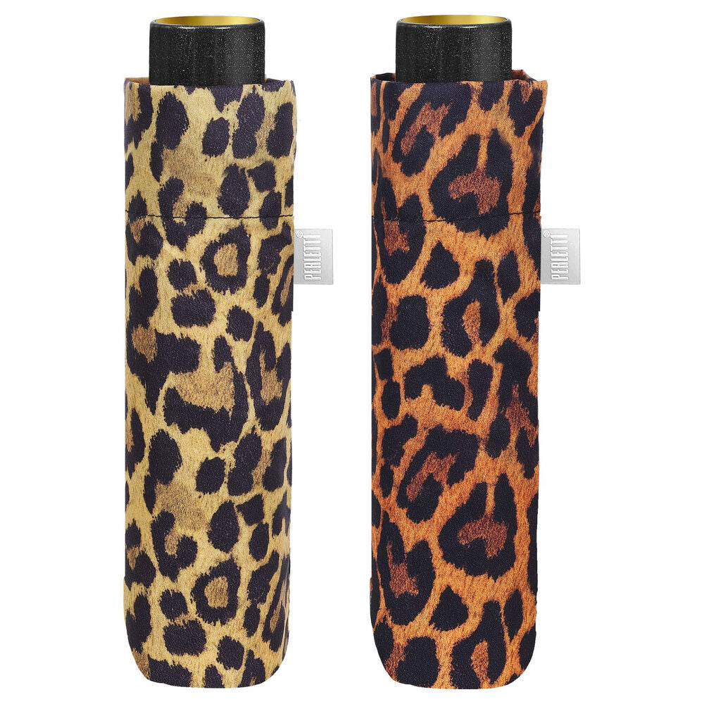 Paraguas plegables PERLETTI con estampado de leopardo