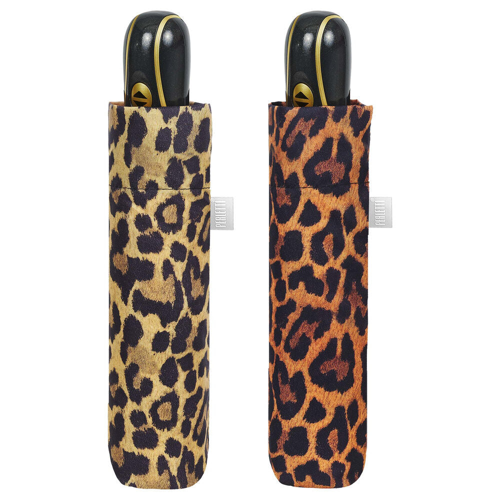 Paraguas plegable automático Perletti con estampado de leopardo