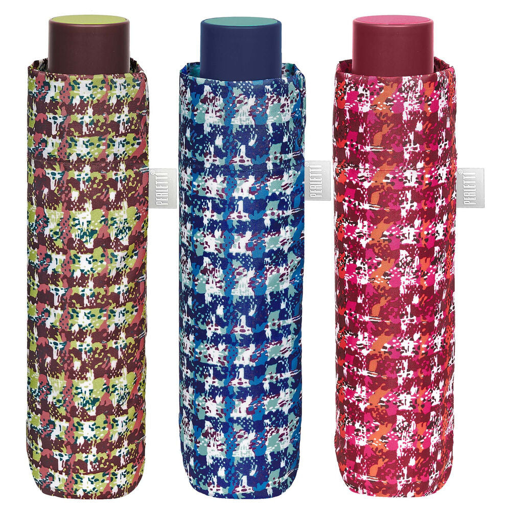 Paraguas plegables PERLETTI de microfibra con estampados multicolor surtidos