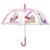 Paraguas manual PERLETTI transparente con estampado de helados y mango rosa