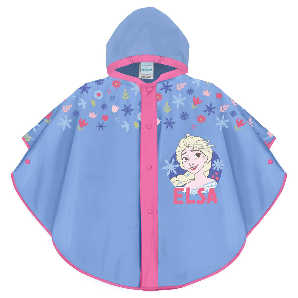 Chubasquero infantil azul de Frozen con capucha y estampado de Elsa