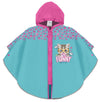 Chubasquero infantil azul claro con capucha, gato y cremallera rosa