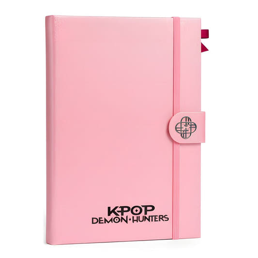 Cuaderno rosa KPop Demon Hunters con cierre elástico