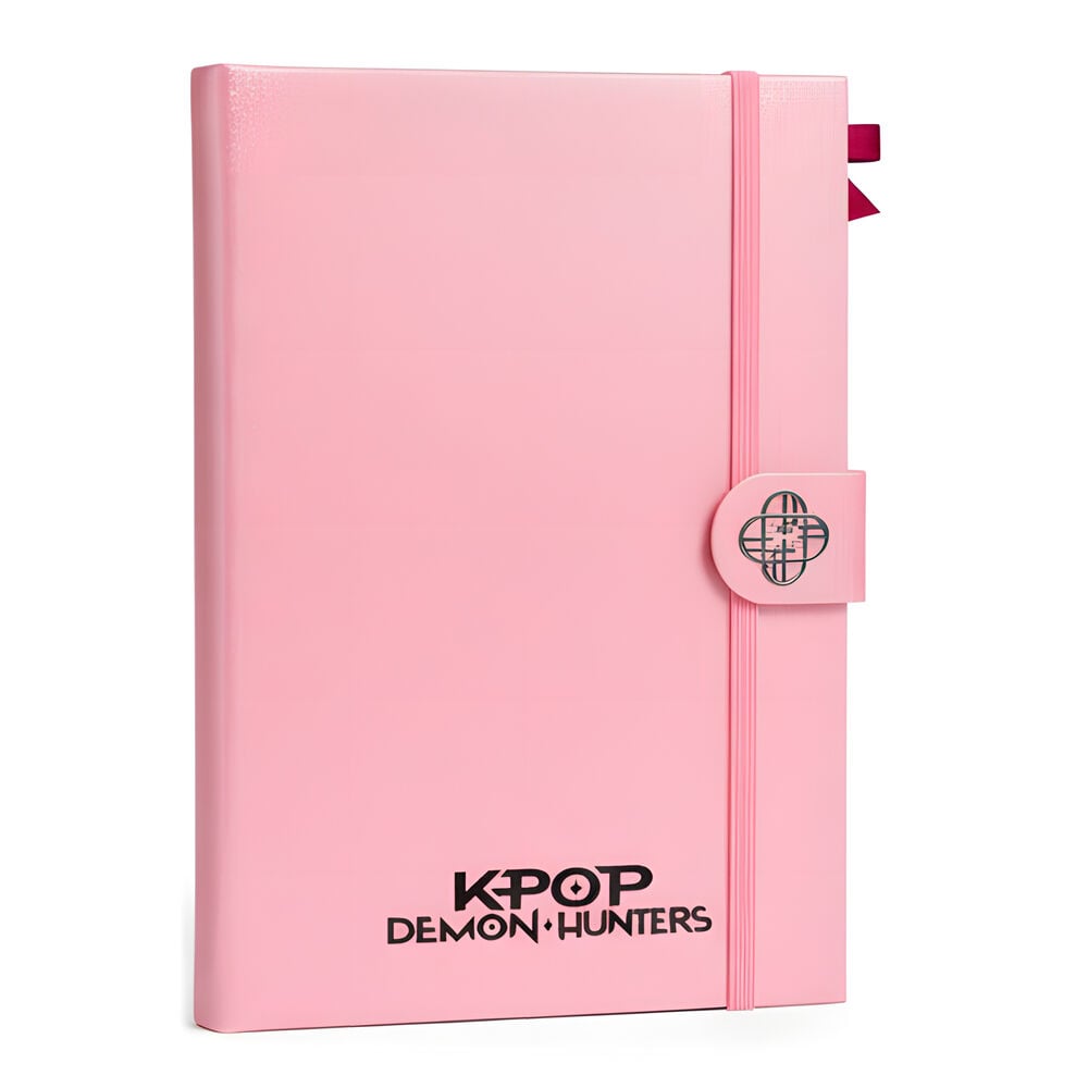 Cuaderno rosa KPop Demon Hunters con cierre elástico