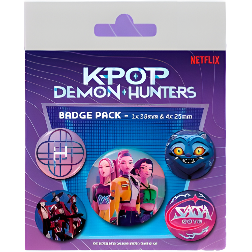 Blíster con 5 insignias de KPop Demon Hunters