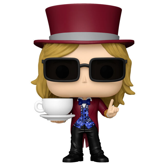 Figura Funko POP! de Tom Petty con sombrero rojo, gafas y taza