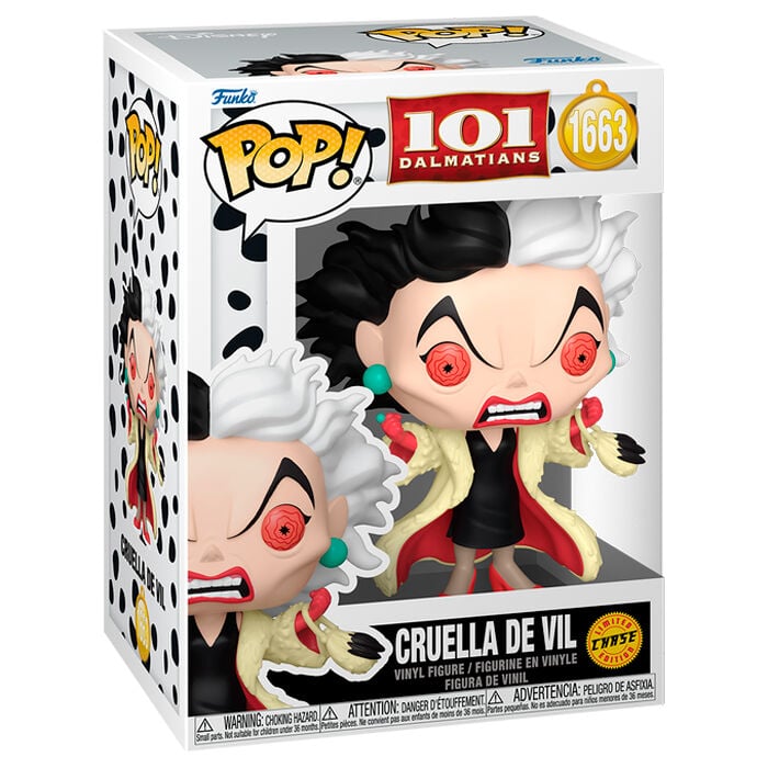 Figura Funko POP! Chase de Cruella de Vil de 101 Dálmatas en caja