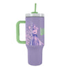 Vaso termo Wicked 2 lila y verde con asa y pajita