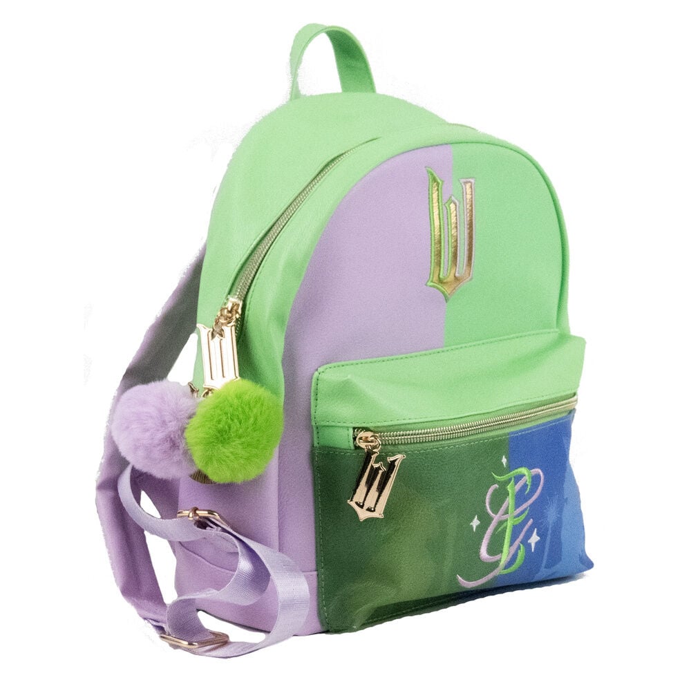 Mochila Wicked 2 verde y lila de 28 cm