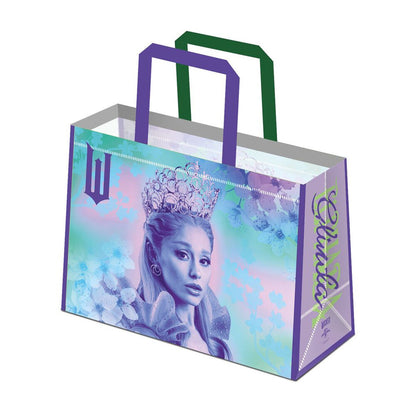 Bolsa shopping Wicked 2 con estampado floral y asas verdes y moradas