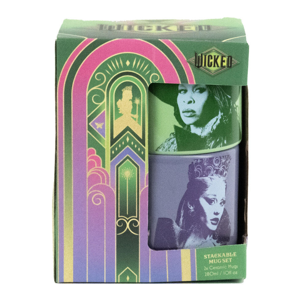 Set de dos tazas Wicked, una verde y otra lila, con retratos gráficos - 2