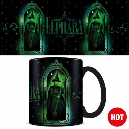 Taza termocrómica Wicked 2 negra con diseño de Elphaba