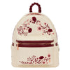 Mochila Loungefly crema con diseño floral en tonos burdeos y rosa
