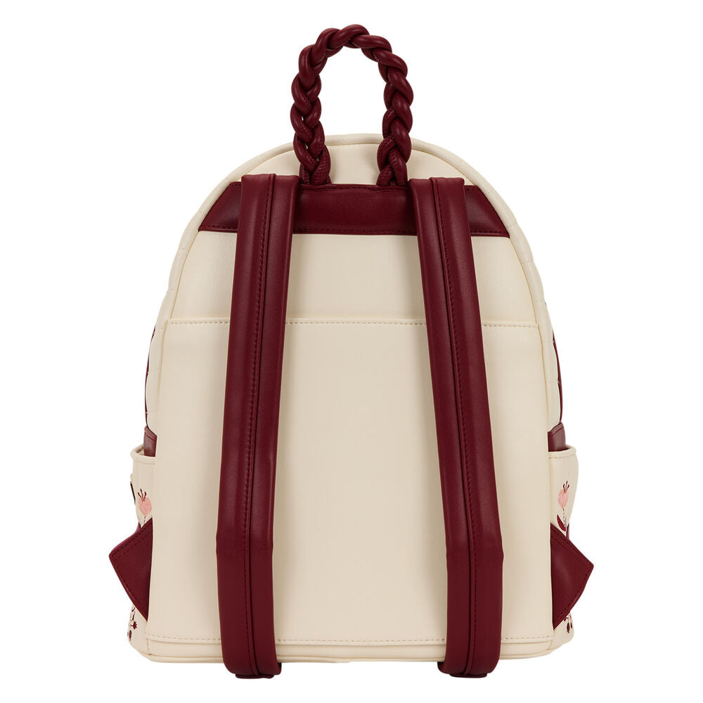 Mochila Loungefly crema con diseño floral en tonos burdeos y rosa - 3
