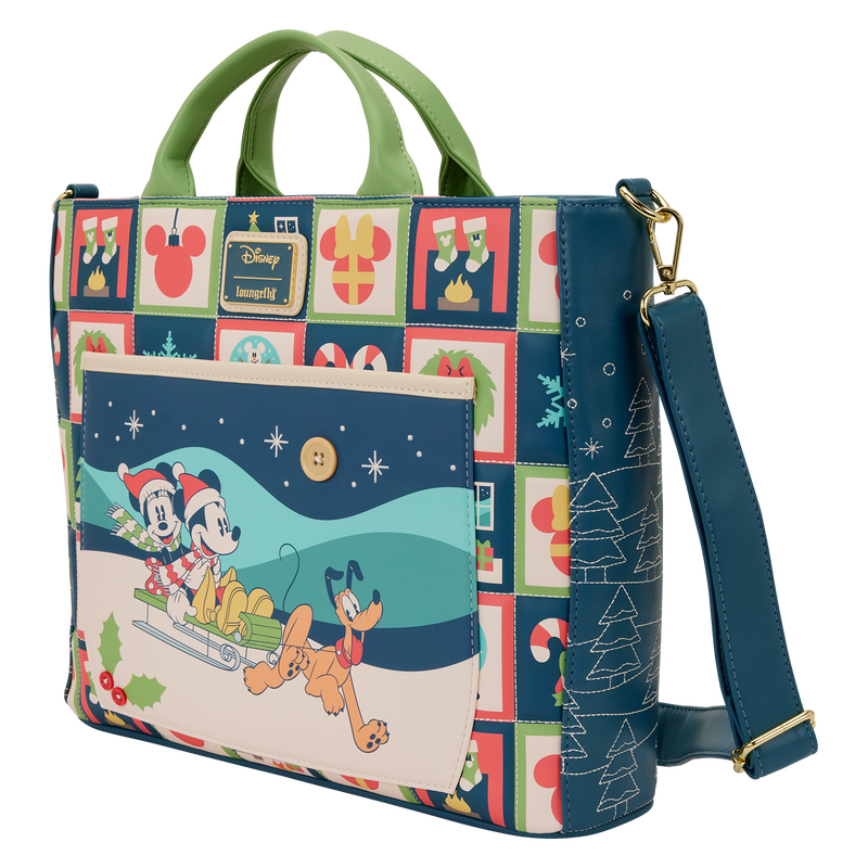 Bolso mochila convertible Loungefly de Mickey y Minnie con diseño navideño - 2