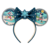 Diadema Loungefly de orejas Mickey y Minnie con lazo azul y copos de nieve