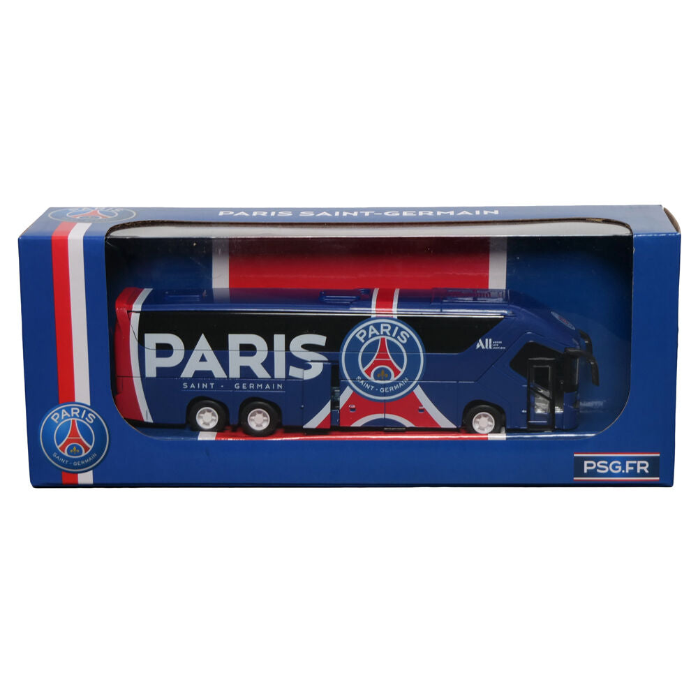 Autobús réplica del Paris Saint-Germain en azul, rojo y blanco