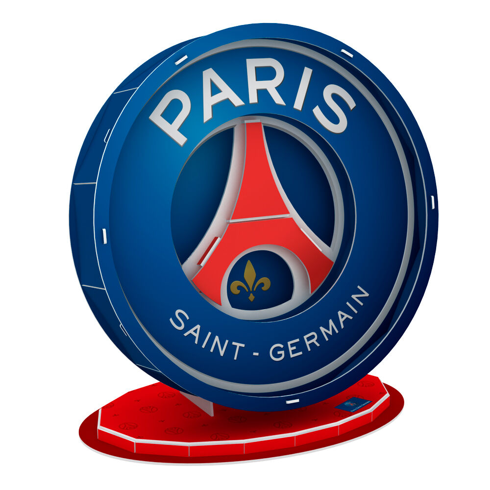 Puzzle 3D del escudo del Paris Saint-Germain sobre base roja - 3