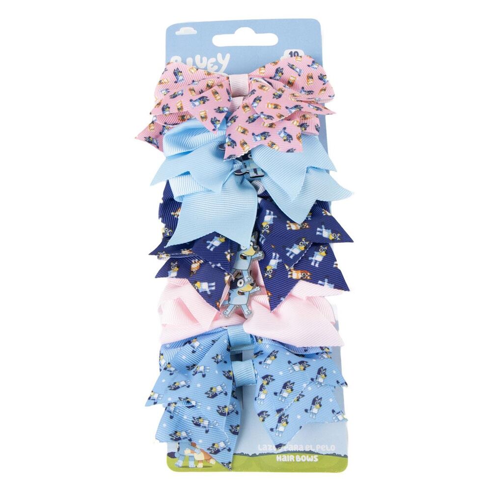 Pack de 10 lazos para el pelo Bluey en rosa y tonos azules