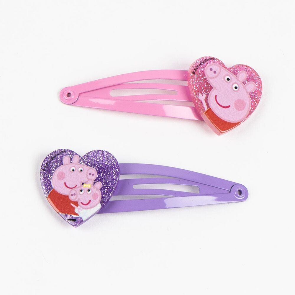 Set de accesorios para el pelo Peppa Pig con cepillo, pinzas, lazo y bandas elásticas - 2