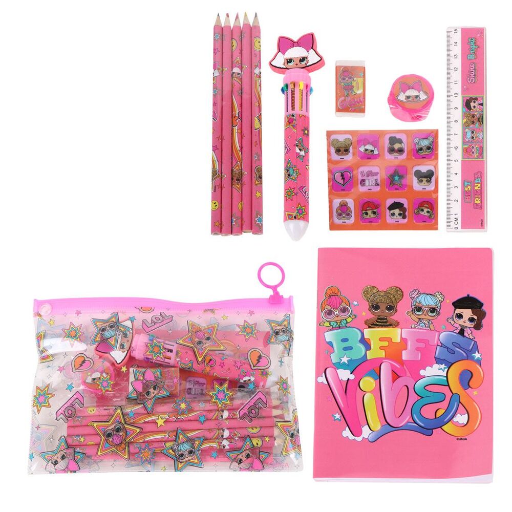 Set de papelería escolar LOL Surprise CERDÁ en tonos rosas