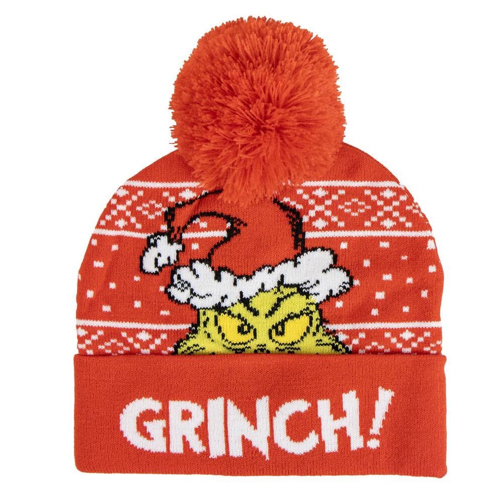 Gorro rojo de El Grinch CERDÁ con pompón y motivos navideños