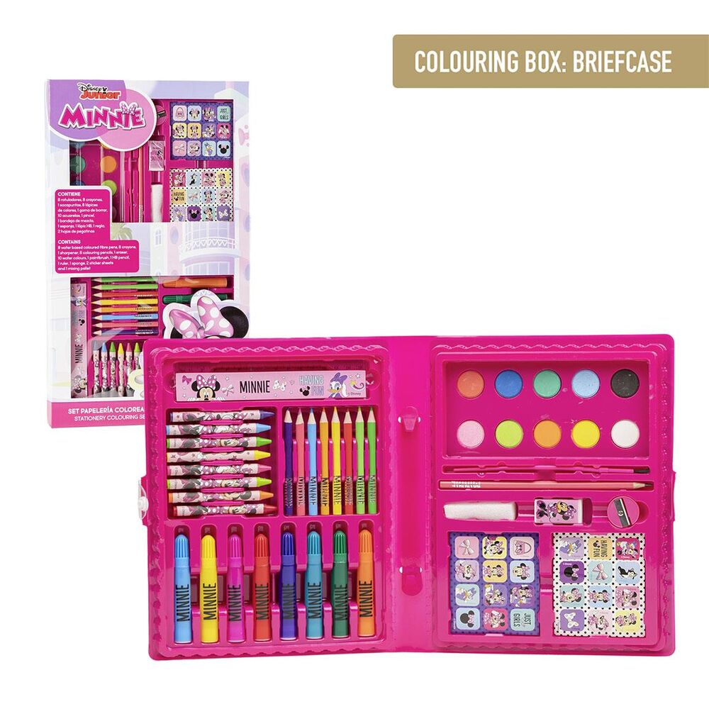 Set de papelería coloreable Minnie Disney en estuche rosa desplegable - 3