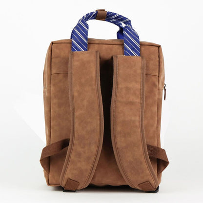 Mochila marrón Ravenclaw de Harry Potter con tirantes azules y escudo frontal - 2