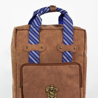 Mochila marrón Ravenclaw de Harry Potter con tirantes azules y escudo frontal - 3
