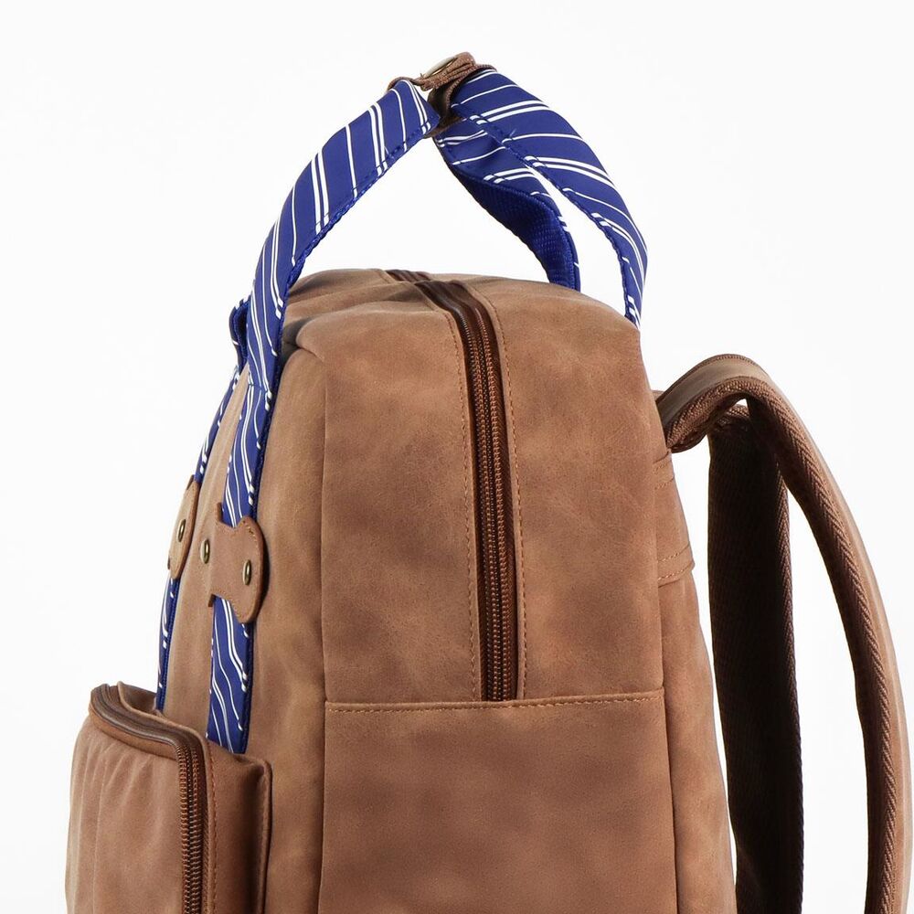 Mochila marrón Ravenclaw de Harry Potter con tirantes azules y escudo frontal - 4