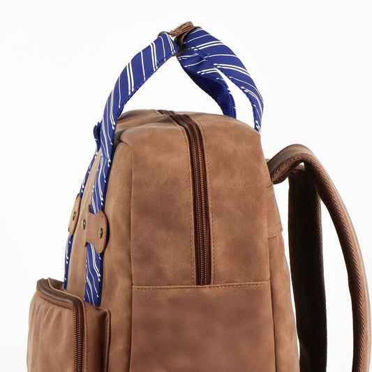 Mochila marrón Ravenclaw de Harry Potter con tirantes azules y escudo frontal - 4