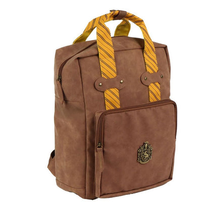 Mochila marrón Hufflepuff de Harry Potter con detalles amarillos