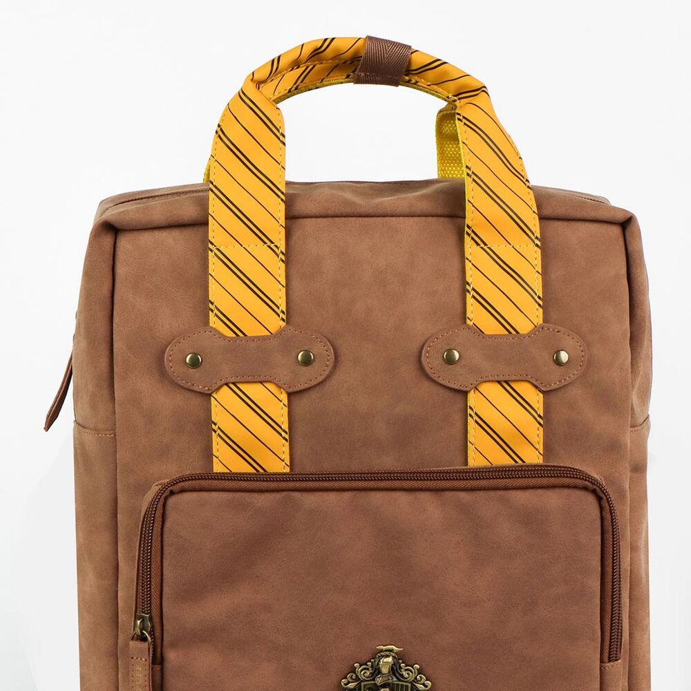 Mochila marrón Hufflepuff de Harry Potter con detalles amarillos - 2