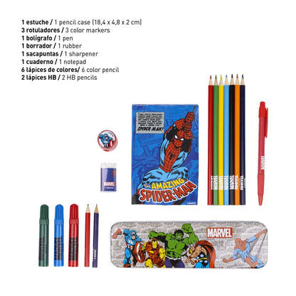 Set de papelería coloreable Marvel CERDÁ con lápices, rotuladores y estuche ilustrado - 2
