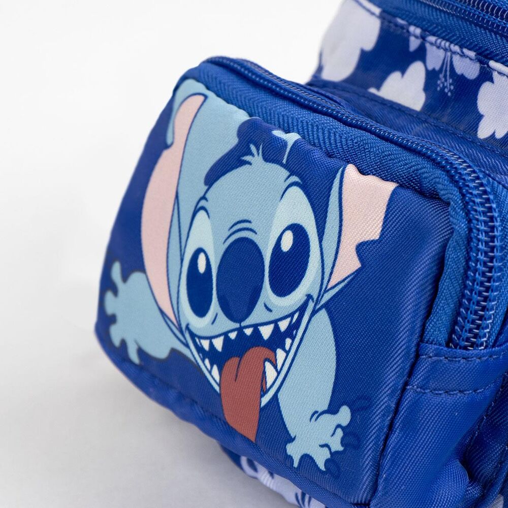 Riñonera azul de Stitch Disney con estampado floral y bolsillo frontal - 4