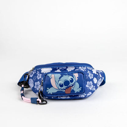 Riñonera azul de Stitch Disney con estampado floral y bolsillo frontal - 5