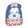 Mochila escolar Minnie Disney azul y rosa con lazo de lunares