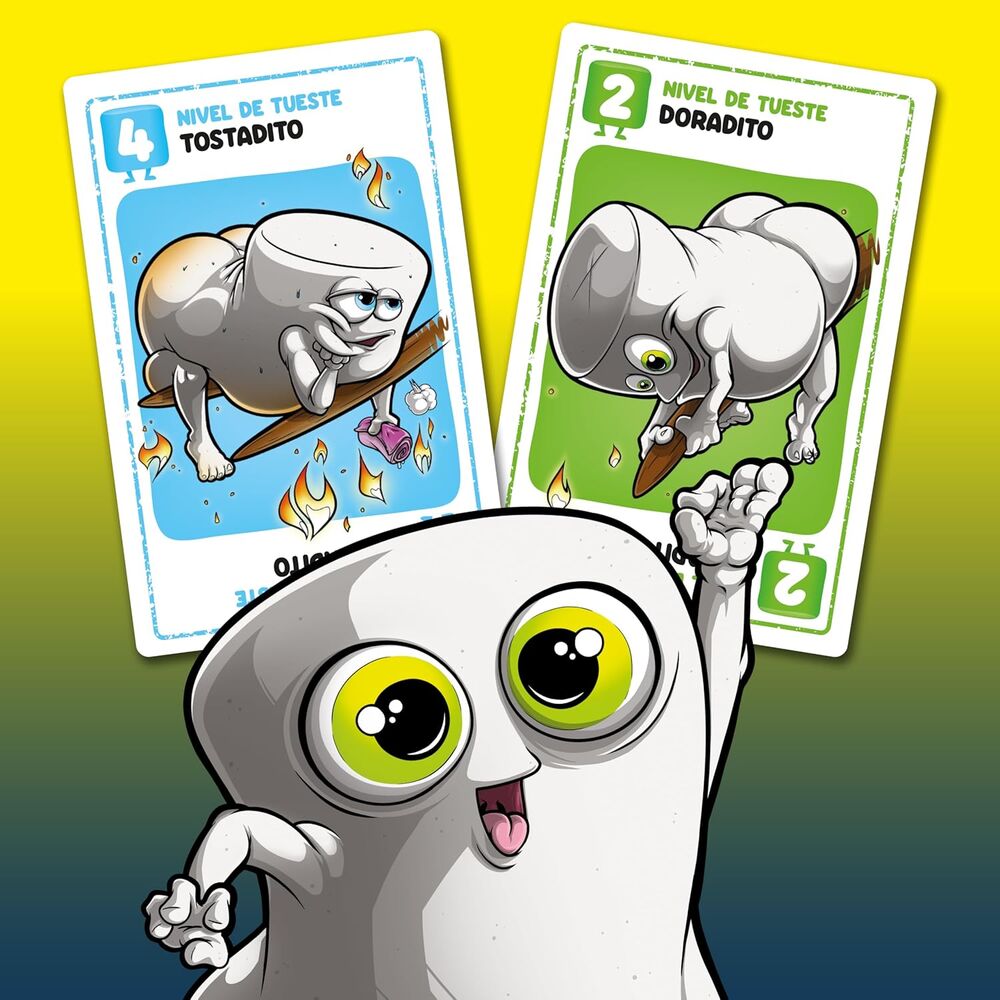 Caja amarilla del juego de cartas Arschmallows con un marshmallow ilustrado - 3