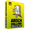 Caja amarilla del juego de cartas Arschmallows con un marshmallow ilustrado