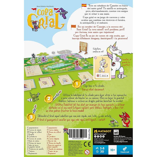 Caja del juego de mesa Copa Grial con caballeros y un dragón - 5