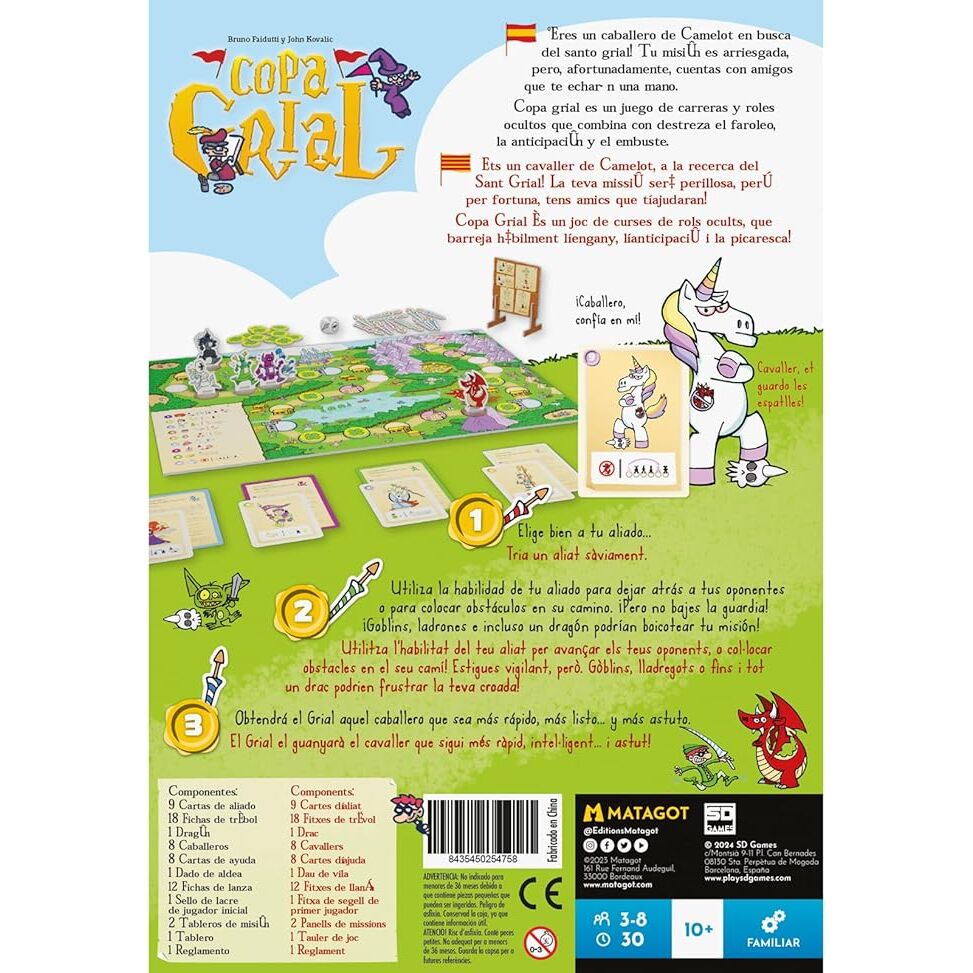 Caja del juego de mesa Copa Grial con caballeros y un dragón - 5