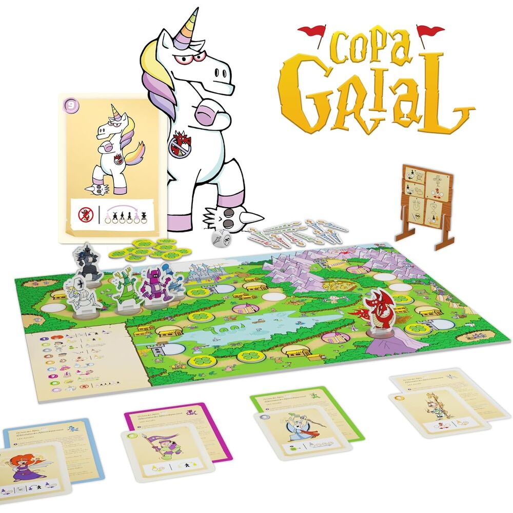 Caja del juego de mesa Copa Grial con caballeros y un dragón - 2