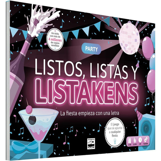 Caja del juego de mesa Listos, Listas y Listakens Party