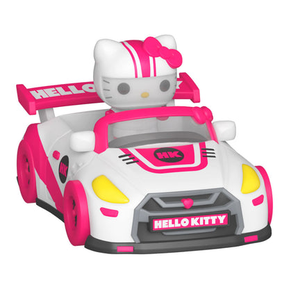 Figura Funko Bitty POP! Ride de Hello Kitty en coche de carreras blanco y rosa
