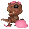 Figura Funko POP! de raptor de Jurassic World con detalles rosas