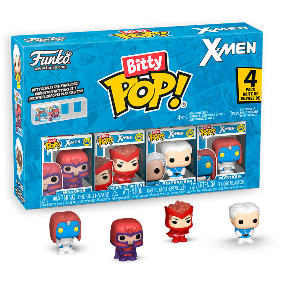 Blíster de 4 Bitty Pop! Marvel X-Men con Magneto, Scarlet Witch, Quicksilver y Mystique