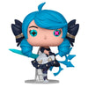 Figura Funko POP! de Gwen de League of Legends con cabello azul y vestido blanco