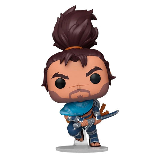 Figura Funko POP! de Yasuo de League of Legends con espada y atuendo azul