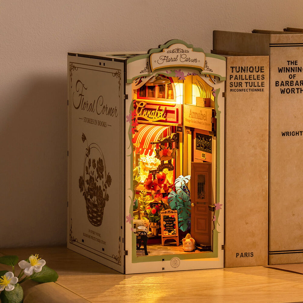Book nook Floral Corner de ROBOTIME Rolife con floristería en miniatura y LED - 3