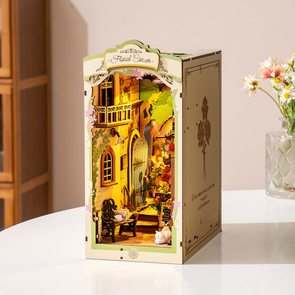 Book nook Floral Corner de ROBOTIME Rolife con floristería en miniatura y LED - 4